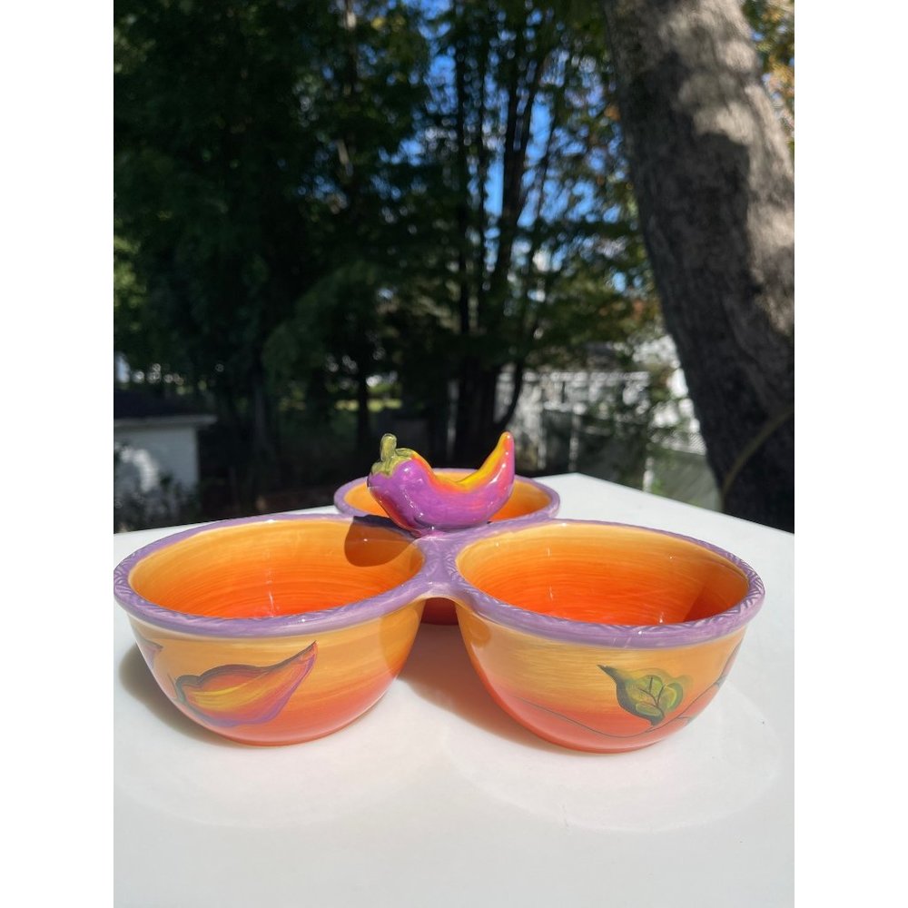 Colored Jalapeno Salsa Serving Bowls  by Clay Art‎